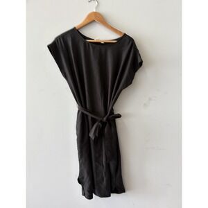 Gap Dress Womens S Black Soft Shift Belted Boat Neck Cap Sleeve Knee Length
